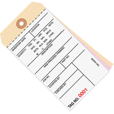 6 <span class='fraction'>1/4</span> x 3 <span class='fraction'>1/8</span>" - (2000-2499) Inventory Tags 3 Part Carbonless # 8