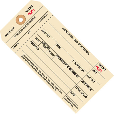 6 <span class='fraction'>1/4</span> x 3 <span class='fraction'>1/8</span>" - (1000-1999) Inventory Tags 1 Part Stub Style #8