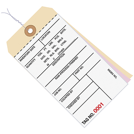 6 <span class='fraction'>1/4</span> x 3 <span class='fraction'>1/8</span>" - (3500-3999) Inventory Tags 3 Part Carbonless #8 - Pre-Wired